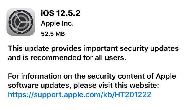 宾县苹果手机维修分享iOS12.5.2发布，建议所有老苹果用户安装 